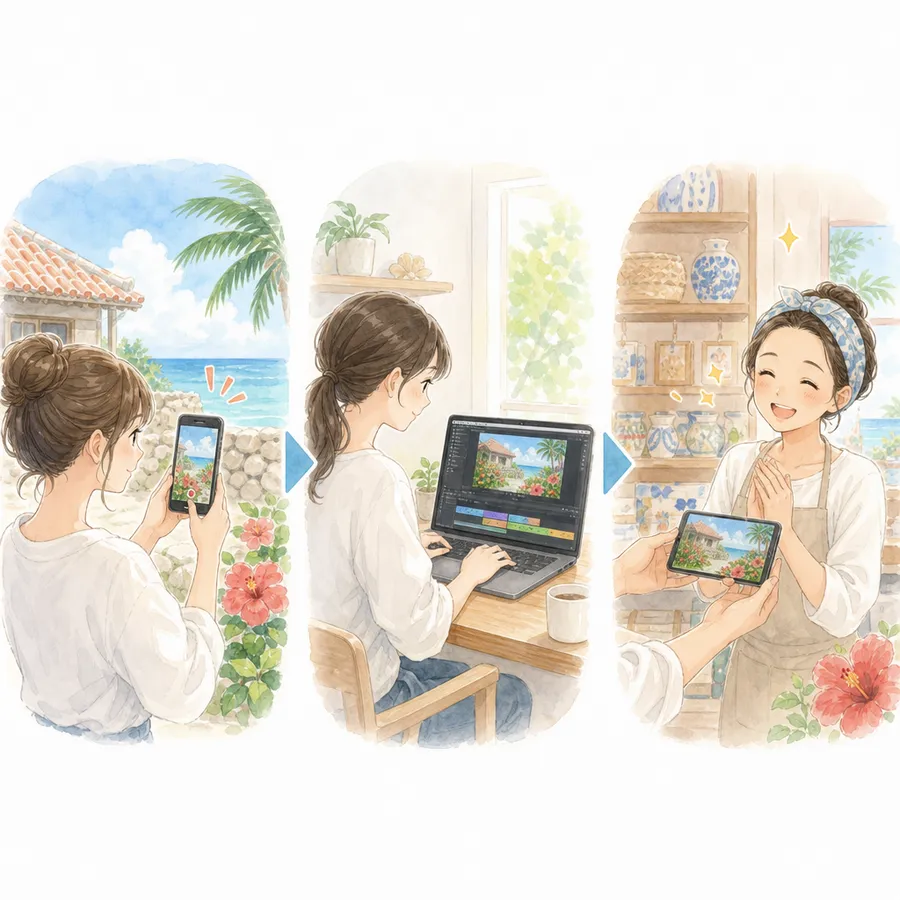 検索から問い合わせまでの流れの図解